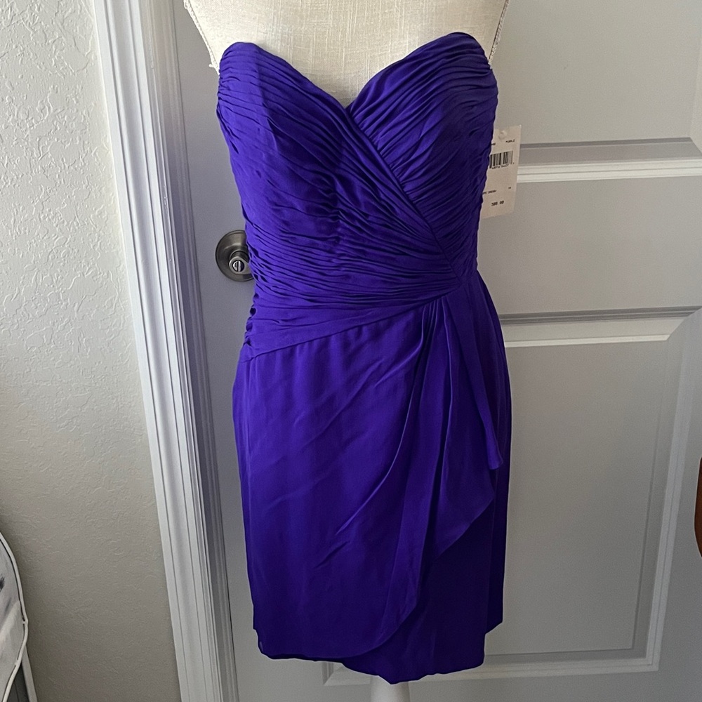 Niteline Della Roufogali VTG NWT  Elegant Strapless Purple Ruched Bodice SZ 10P
